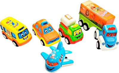 

JOJOSS 5 Piece Mini An Medium Fun Autos Pull Multicolored Car Toys For 3+ Kids(Red, Yellow)