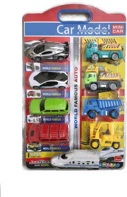 

Johnnie Boy 9 Die Cast Super Pull Back Metal Car Toy With Bullet Train for kids(Multicolor)