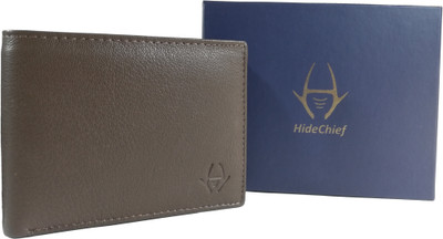 

HideChief Men Casual Grey Genuine Leather Wallet(3 Card Slots), Brown