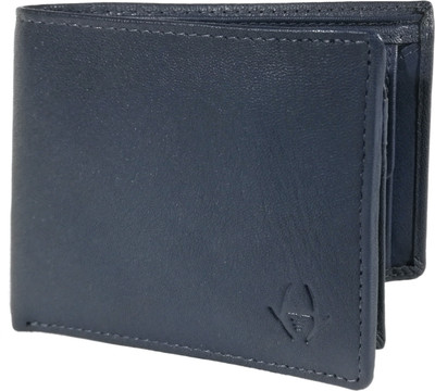 

HideChief Men Casual Blue Genuine Leather Wallet(6 Card Slots), Navy blue