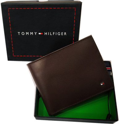 

TOMMY HlLFlGER Men Casual Brown Genuine Leather Wallet(9 Card Slots)