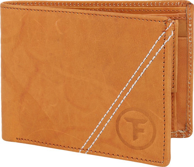 

FABTRIM Men Tan Genuine Leather, Fabric Wallet(3 Card Slots)
