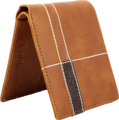 

FABTRIM Men Tan Artificial Leather, Fabric, Canvas Wallet(6 Card Slots)