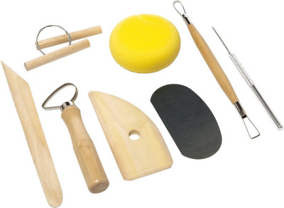 

kraftmasters Pottery Tool Kit with Sponge (Biege) - 8 Pieces