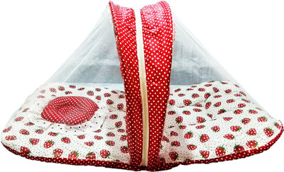 

Dhuloom bedding set baby bedding polka , baby bed, double sided usable , pure cotton , baby mosquito net , cartoon printed(Fabric, Red)