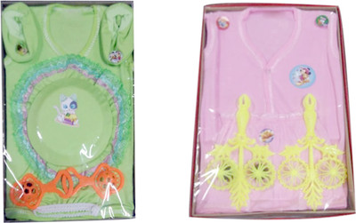 

F & Z Collection Hosiery New Born Gift Combo pack of 2 Pink & Green(Green, Pink)