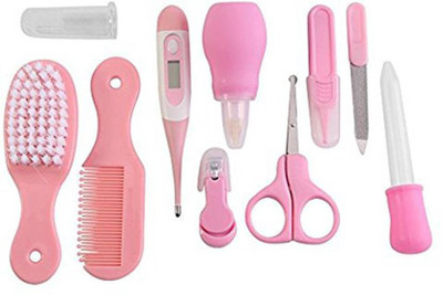 

ALEMKIP Premium Quality 10 Pcs Health Care Kit for Newborn Baby Kids Nail Hair Thermometer Grooming Brush (Pink)(Pink)