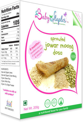 

BabyStaples Organic Sprouted Jowar Moong Dosa Mix Cereal(200 g, 8)