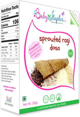 

BabyStaples Organic Sprouted Ragi Dosa Mix Cereal(200 g, 8)
