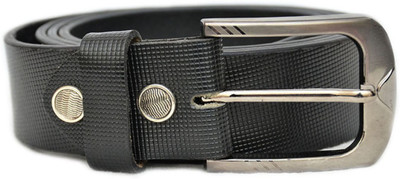 

rza Men Party, Casual, Formal Black Artificial Leather Belt, Black dots