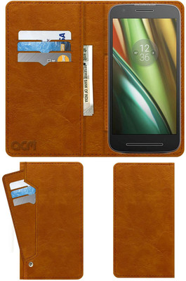ACM Flip Cover for Motorola Moto E3 Power(Gold, Cases with Holder)