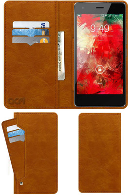 ACM Flip Cover for Intex Cloud Flash 4g(Gold, Cases with Holder, Pack of: 1)