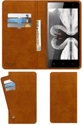 ACM Flip Cover for Spice Xlife 520hd(Gold, Cases with Holder, Pack of: 1)