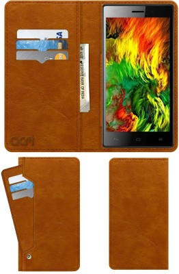 ACM Flip Cover for Spice Stellar Mi-528(Gold, Cases with Holder, Pack of: 1)