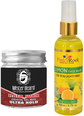 

Pink Root Lemon Face Wash 100ml WITH Mister Beard Hair Wax Ultra Hold 100gm(Set of 2)
