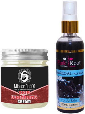 

Pink Root Charcoal Face Wash 100ml WITH Mister Beard Skin Whitening Cream 100gm(Set of 2)