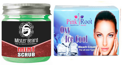 

Pink Root Oxy Ice Cool Bleach 250gm WITH Mister Beard Mint Scrub 100gm(Set of 2)
