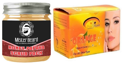 

Pink Root Orange Bleach 250gm WITH Mister Beard Honey Papaya Scrub Pack 100gm(Set of 2)