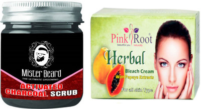 

Pink Root Herbal Bleach 250gm WITH Mister Beard Activated Charcoal Scrub 100gm(Set of 2)