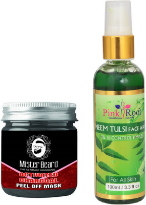 

Pink Root Neem Tulsi Face Wash 100ml WITH Mister Beard Activated Charcoal Peel of Mask 100gm(Set of 2)