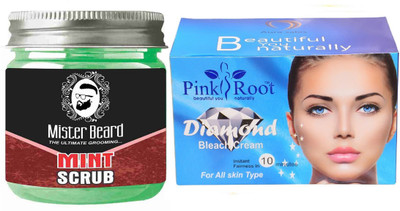 

Pink Root Diamond Bleach 250gm WITH Mister Beard Mint Scrub 100gm(Set of 2)
