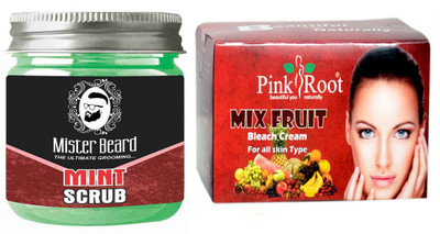 

Pink Root Fruit Bleach 250gm WITH Mister Beard Mint Scrub 100gm(Set of 2)