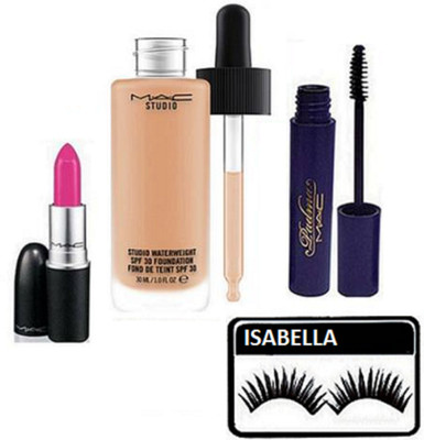 

ISABELLA Eyelashes,Mac Studio Waterweight Foundation Matte Lipstick With Padma Mascara(Set of 4)