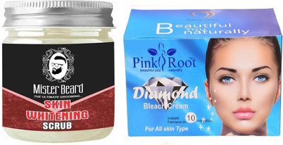 

Pink Root Diamond Bleach 250gm WITH Mister Beard Skin Whitening Scrub 100gm(Set of 2)