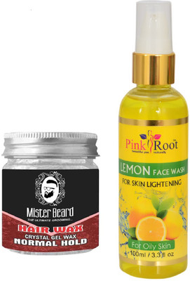 

Pink Root Lemon Face Wash 100ml WITH Mister Beard Hair Wax Normal Hold 100gm(Set of 2)