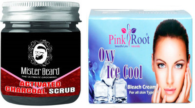 

Pink Root Oxy Ice Cool Bleach 250gm WITH Mister Beard Activated Charcoal Scrub 100gm(Set of 2)