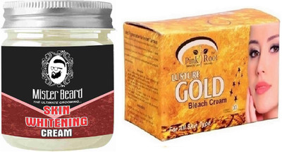 

Pink Root Gold Bleach 250gm WITH Mister Beard Skin Whitening Cream 100gm(Set of 2)