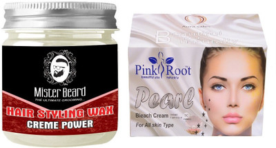 

Pink Root Pearl Bleach 250gm WITH Mister Beard Hair Styling Wax Creme Power 100gm(Set of 2)