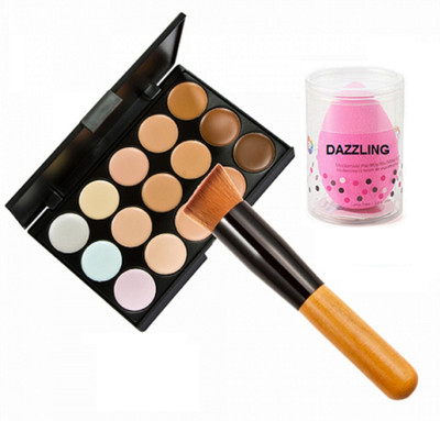 

DAZZLING Sponge Puff & 15 Shade Concealer Palette(Set of 2)