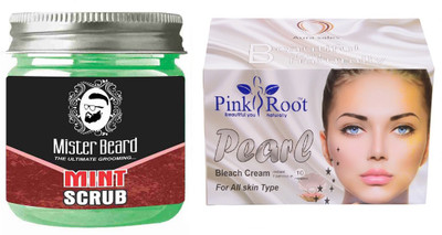 

Pink Root Pearl Bleach 250gm WITH Mister Beard Mint Scrub 100gm(Set of 2)