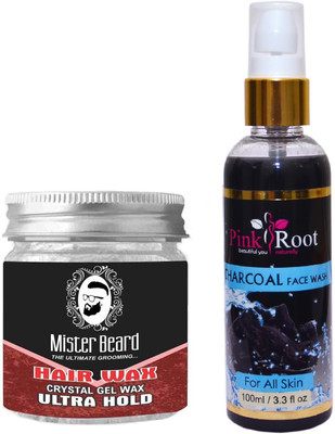 

Pink Root Charcoal Face Wash 100ml WITH Mister Beard Hair Wax Ultra Hold 100gm(Set of 2)