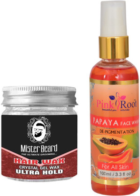

Pink Root Papaya Face Wash 100ml WITH Mister Beard Hair Wax Ultra Hold 100gm(Set of 2)