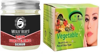 

Pink Root Vegetable Bleach 250gm WITH Mister Beard Skin Whitening Scrub 100gm(Set of 2)
