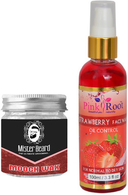 

Pink Root Strawberry Face Wash 100ml WITH Mister Beard Mooch Wax 100gm(Set of 2)
