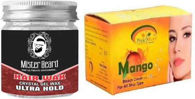 

Pink Root Mango Bleach 250gm WITH Mister Beard Hair Wax Ultra Hold 100gm(Set of 2)