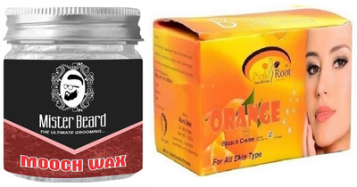 

Pink Root Orange Bleach 250gm WITH Mister Beard Mooch Wax 100gm(Set of 2)