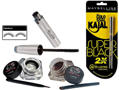 

fabulous Eyelashes, Hello Kitty Two Eyeliner, Brooke Candy Mascara, New York Colossal Kajal, Super Black, 0.35g(Set of 4)
