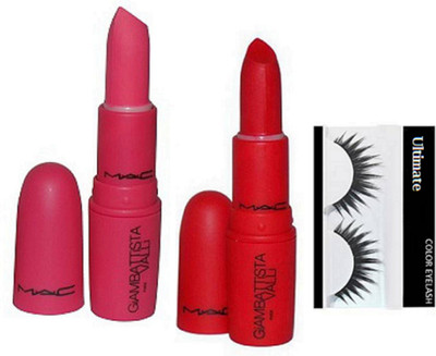 

Ultimate Eylashes&Mac Giambattista Red lipstick Lipstick Pack of 2(Set of 3)