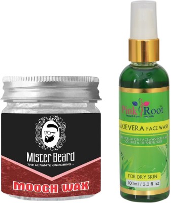 

Pink Root Aloe Vera Face Wash 100ml WITH Mister Beard Mooch Wax 100gm(Set of 2)