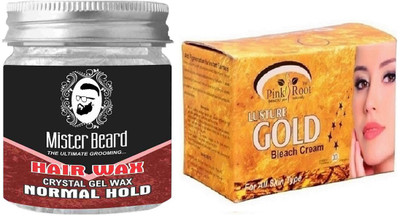 

Pink Root Gold Bleach 250gm WITH Mister Beard Hair Wax Normal Hold 100gm(Set of 2)