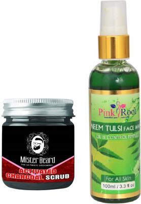 

Pink Root Neem Tulsi Face Wash 100ml WITH Mister Beard Activated Charcoal Scrub 100gm(Set of 2)