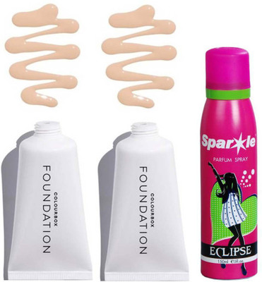 

Oriflame Sweden two Colour Box Foundation (Porcelain) 30 ml with one sparkle 150 ml(Set of 3)
