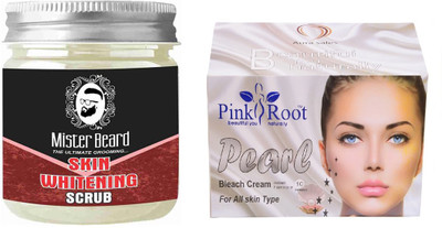 

Pink Root Pearl Bleach 250gm WITH Mister Beard Skin Whitening Scrub 100gm(Set of 2)