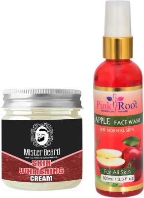 

Pink Root Apple Face Wash 100ml WITH Mister Beard Skin Whitening Cream 100gm(Set of 2)