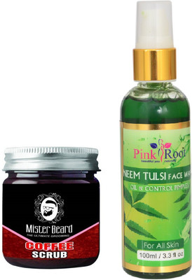

Pink Root Neem Tulsi Face Wash 100ml WITH Mister Beard Activated Coffee Scrub 100gm(Set of 2)