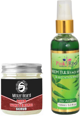

Pink Root Neem Tulsi Face Wash 100ml WITH Mister Beard Skin Whitening Scrub 100gm(Set of 2)